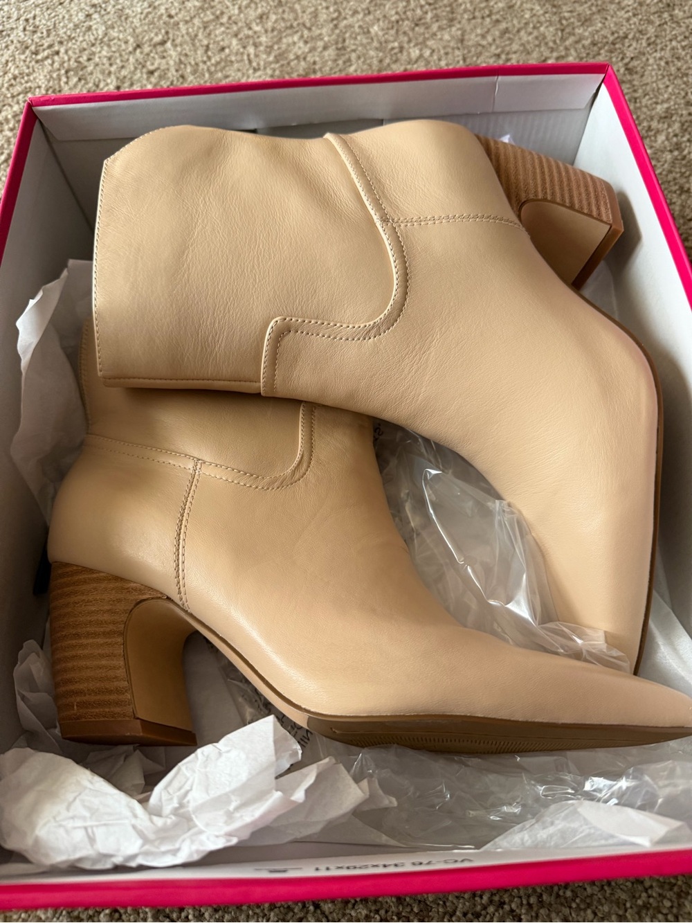 Vince Camuto Beige Pointed-Toe Mid-Calf Boots - Picture 2 of 5